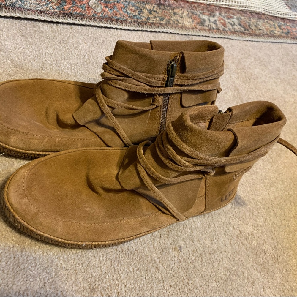 UGG Brown Suede Ankle Boots Sz 7 Womens